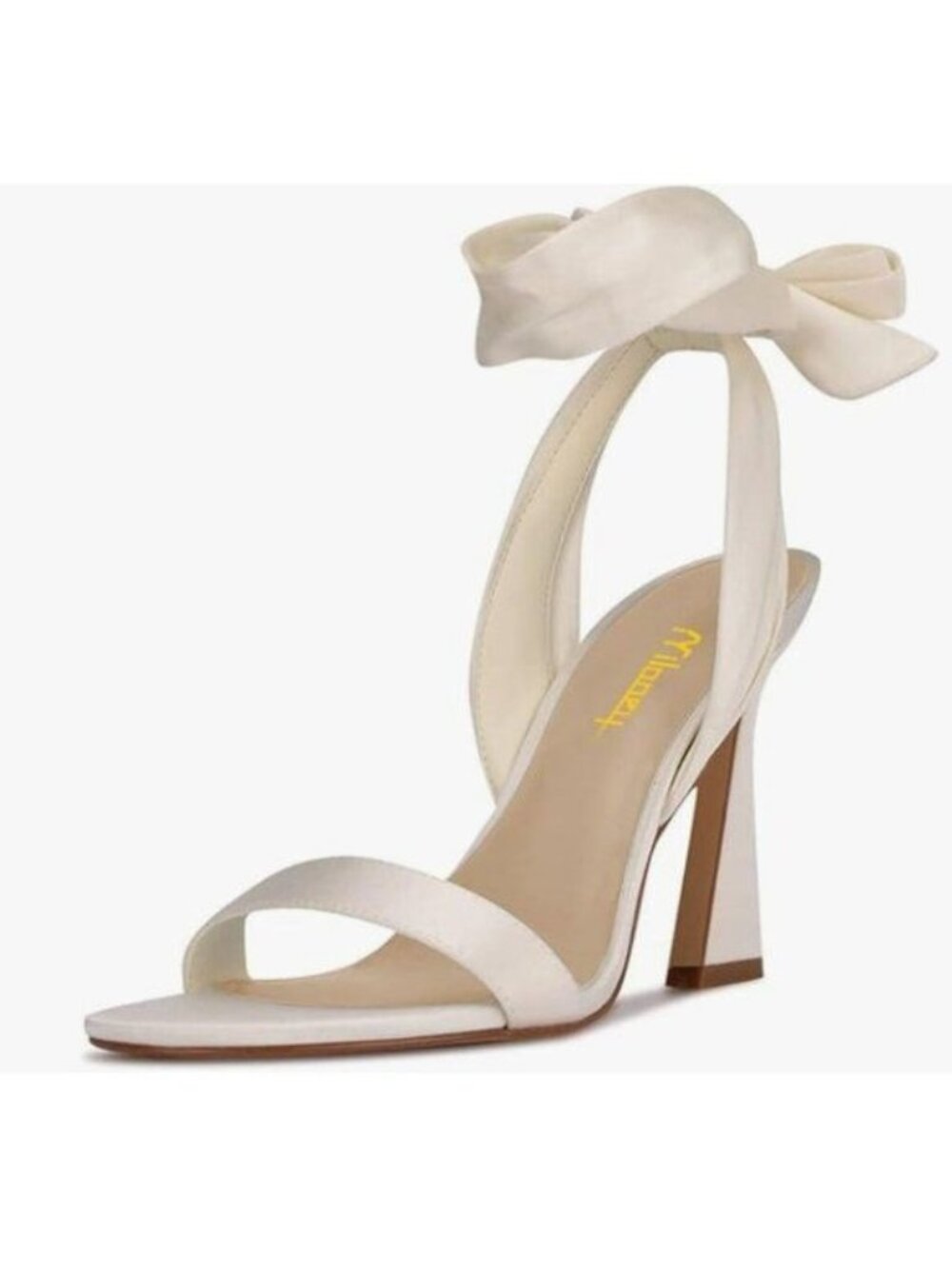 Milooey shoes Beige Open Toe Strappy Lace Up Block High Heels Ankle Strap Sandal